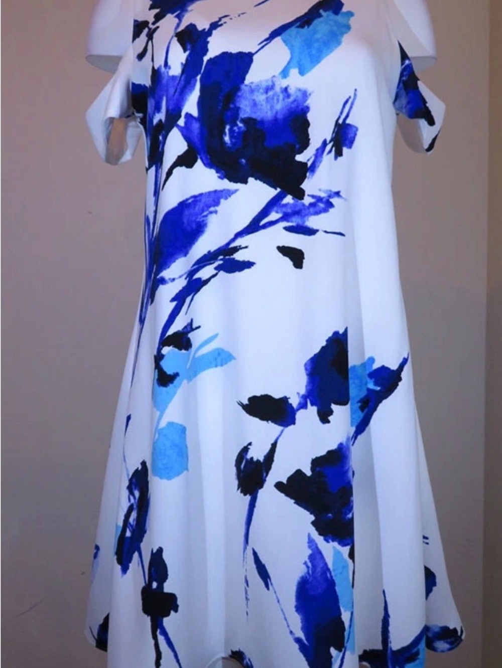 Ralph Lauren White Mini Dress with Blue Floral Print